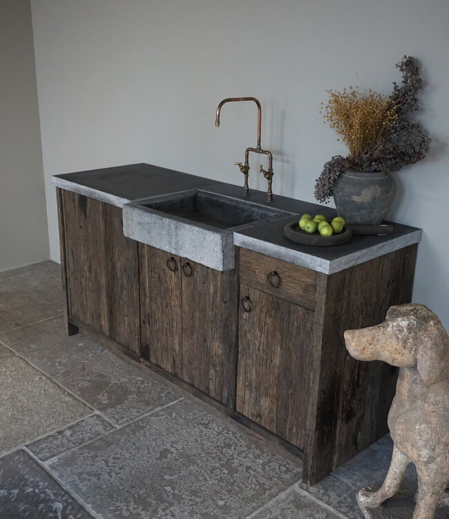 Rene Houtman Compleet Keukenblok Oud Eikenhout Hardstenen Blad