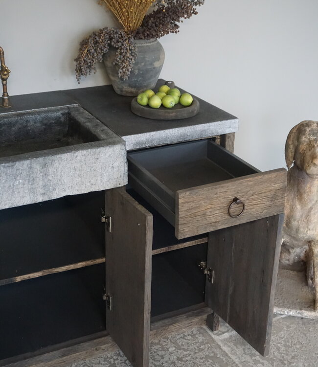 Rene Houtman Compleet Keukenblok Oud Eikenhout Hardstenen Blad