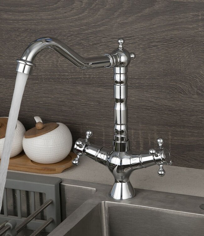 Rene Houtman Nostalgische Chromen Mengkraan Draaibare Hals