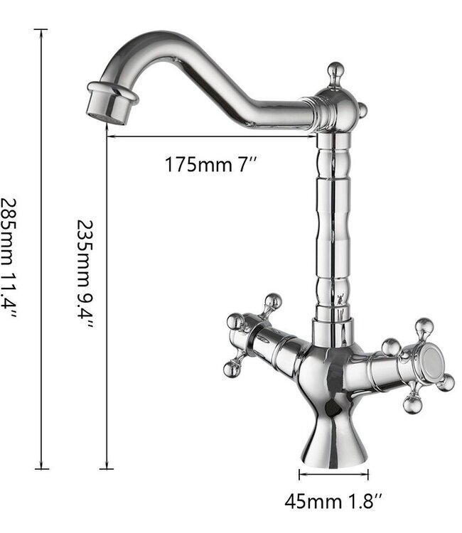 Rene Houtman Nostalgische Chromen Mengkraan Draaibare Hals