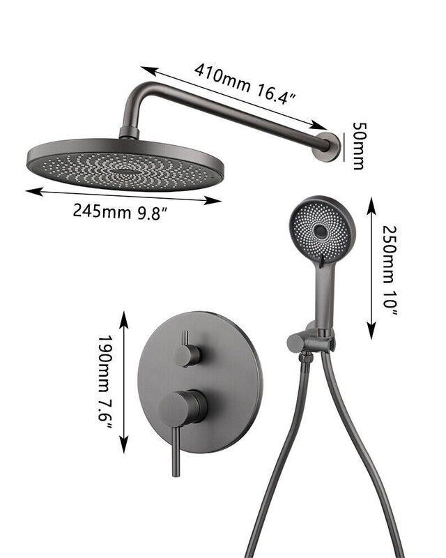 Rene Houtman Inbouw Set Regendouche | Gun Metal