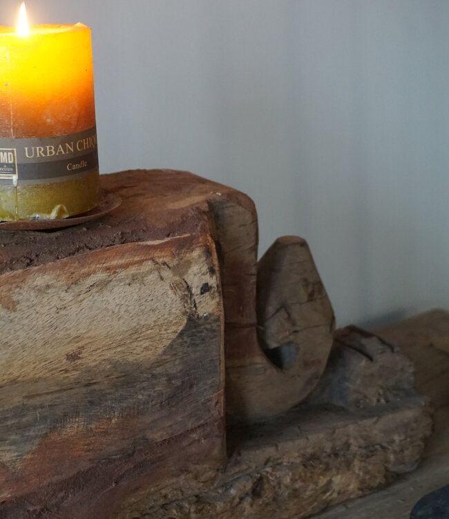 Rene Houtman Uniek Houten Ornament Kandelaar | H24 x B56 x D11 cm