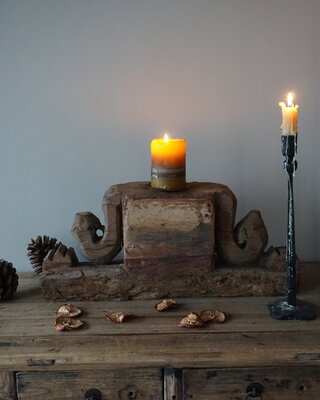 Rene Houtman Uniek Houten Ornament Kandelaar | H24 x B56 cm