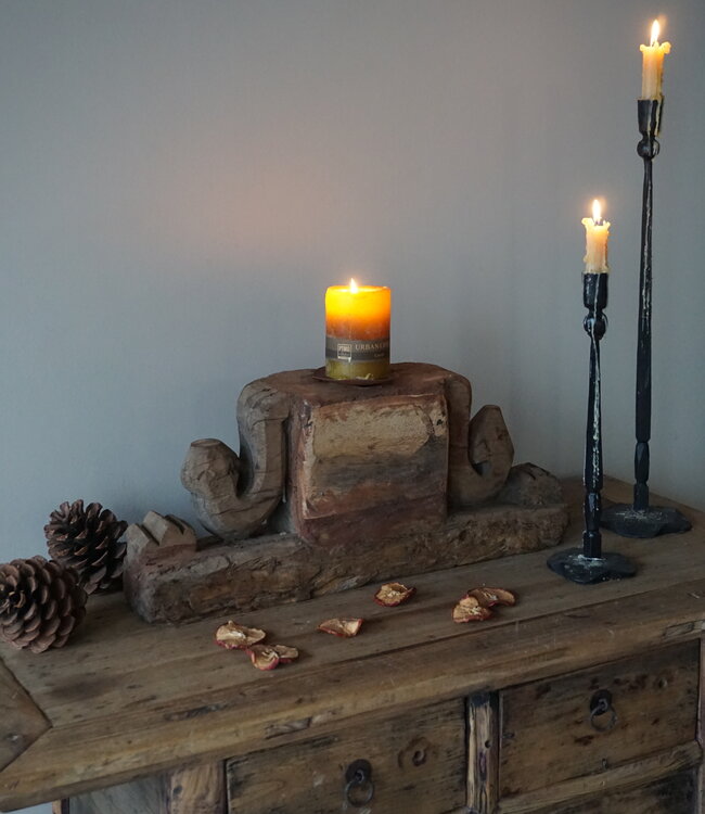 Rene Houtman Uniek Houten Ornament Kandelaar | H24 x B56 x D11 cm