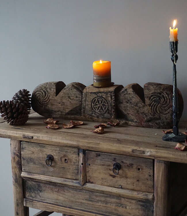 Rene Houtman Uniek Houten Ornament Kandelaar | H15 x B66 x D9 cm