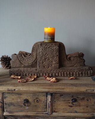 Rene Houtman Uniek Houten Ornament Kandelaar | H23 x B57 cm