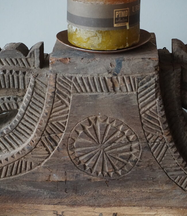 Rene Houtman Uniek Houten Ornament Kandelaar | H19 x B48 x D10 cm