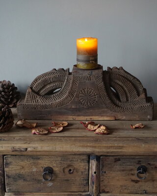 Rene Houtman Uniek Houten Ornament Kandelaar | H19 x B48 cm