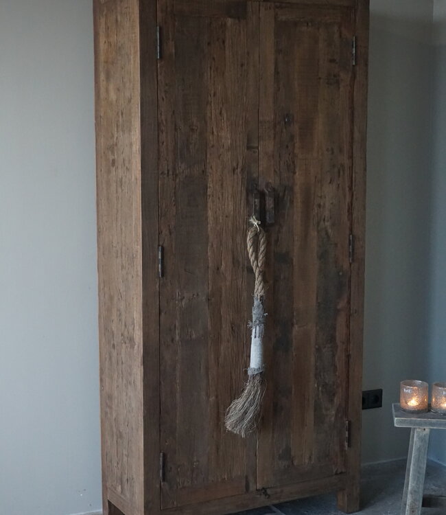 Rene Houtman Oud Teak Kast Barrano 90x40x195 cm 2 deurs