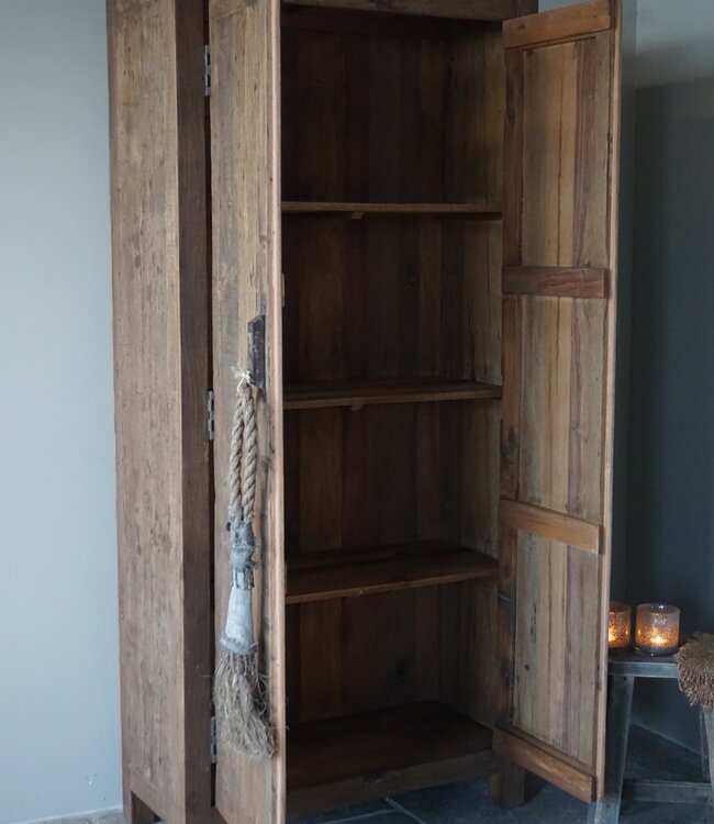 Rene Houtman Oud Teak Kast Barrano 90x40x195 cm 2 deurs