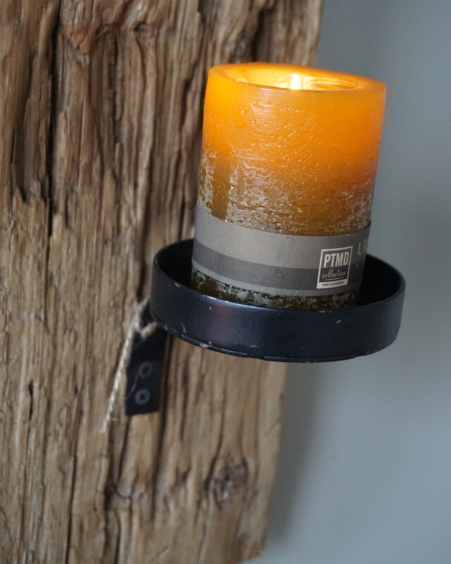 Rene Houtman Oud Houten Wandkandelaar | H52 x B20 x D4 cm