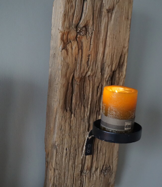 Rene Houtman Oud Houten Wandkandelaar | H52 x B20 x D4 cm