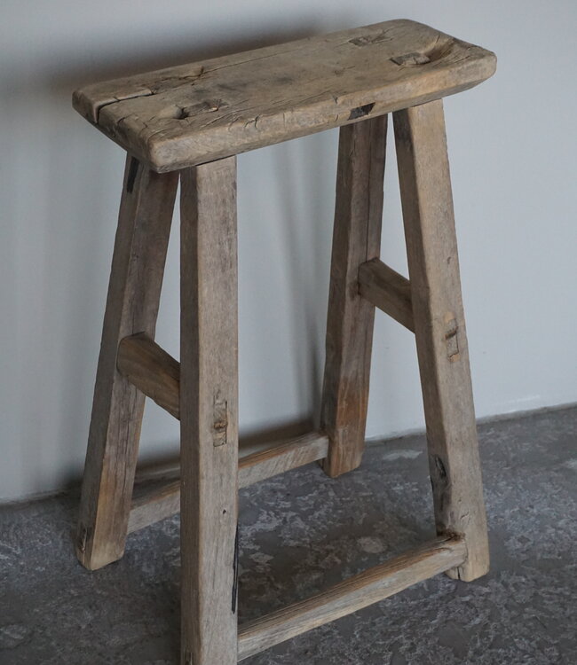 Rene Houtman Antiek Krukje | Zitting Rechthoek | H53 x B35 x D13 cm