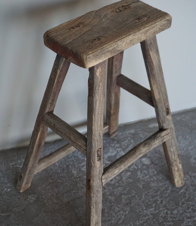 Rene Houtman Antiek Krukje | Zitting Rechthoek | H56 x B28 x D14 cm