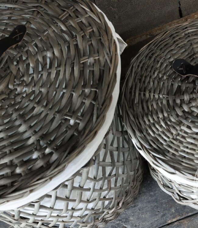Be-Uniq Wasmanden + Linnen Zak | Rattan Grey | Set van 2