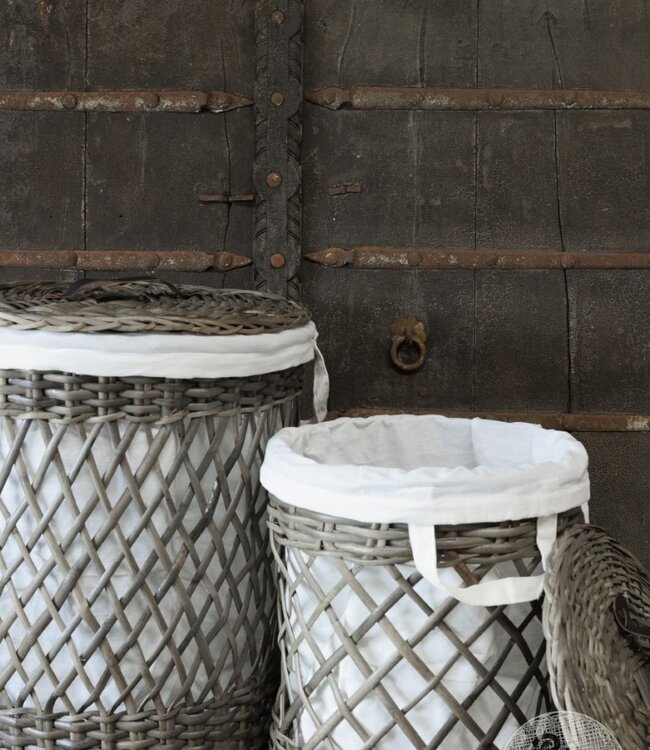 Be-Uniq Wasmanden + Linnen Zak | Rattan Grey | Set van 2