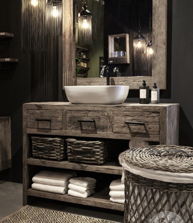 Be-Uniq Wasmanden + Linnen Zak | Rattan Grey | Set van 2