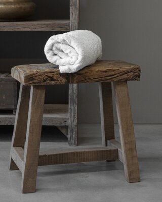 Be-Uniq Oud Houten Krukje | Rustiek | H45xB47xD25 Cm