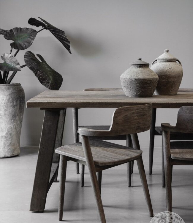 Be-Uniq Eetkamerstoel Rosa | Vergrijsd Teak | H80xB60xD56 Cm