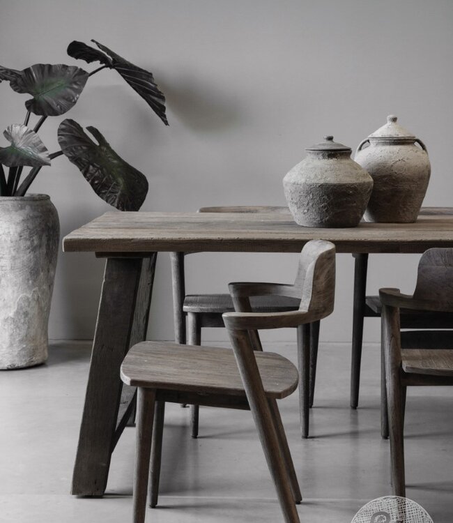 Be-Uniq Eetkamerstoel Rosa | Vergrijsd Teak | H80xB60xD56 Cm