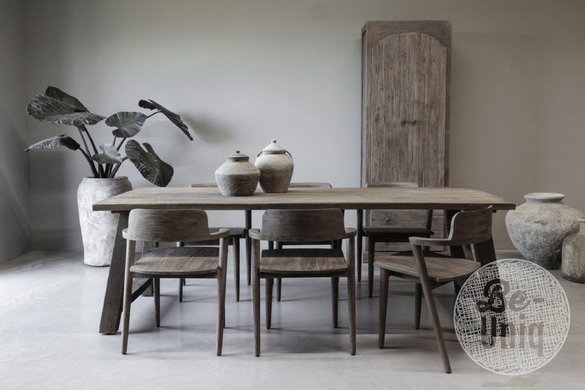 Be-Uniq Eetkamerstoel Rosa | Vergrijsd Teak | H80xB60xD56 Cm