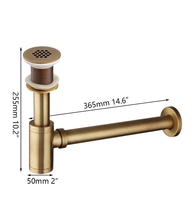 Rene Houtman Afvoerplug Open | Met Sifon | Brons