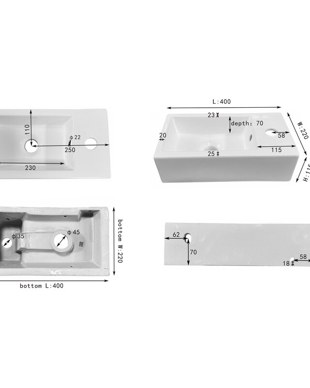 Differnz Fontein Hura L | Wit | H11,5 x B40 x D22 cm