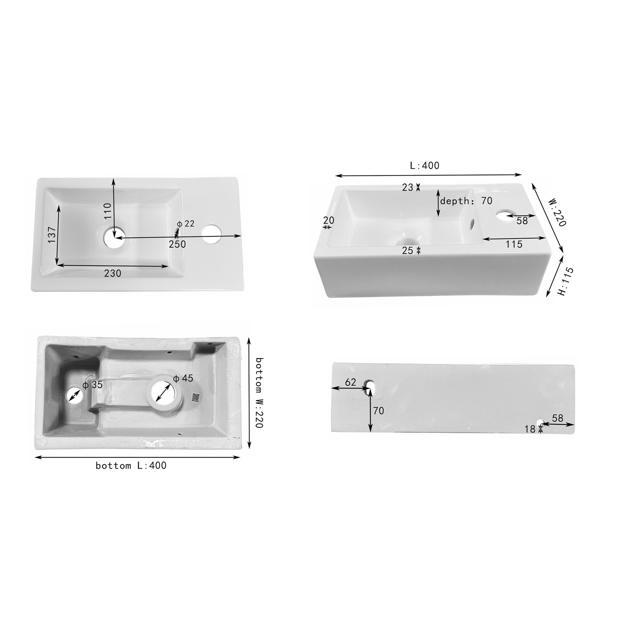 Differnz Fontein Hura L | Wit | H11,5 x B40 x D22 cm