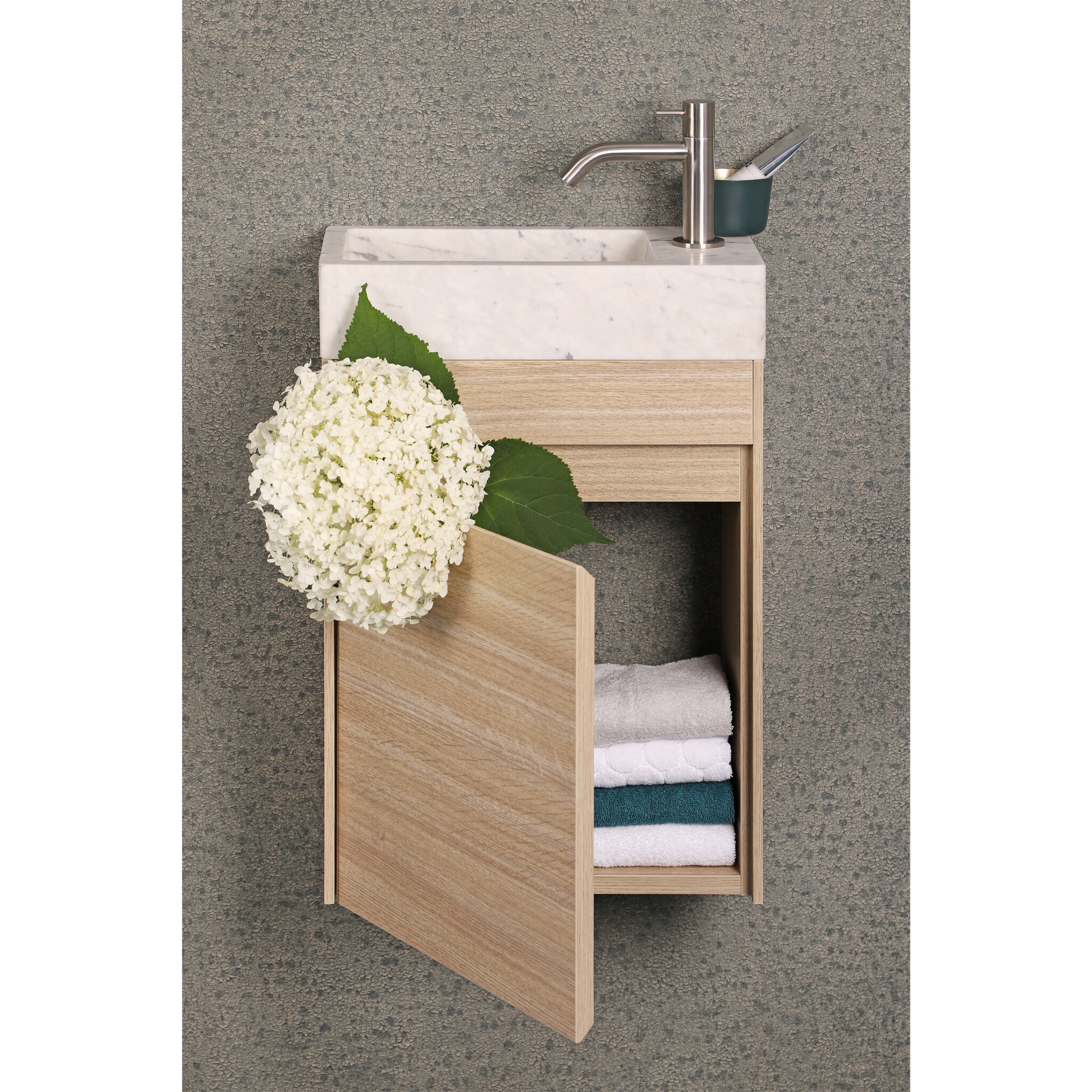 Differnz Fontein Hura L | Wit Marmer | H9 x B40 x D22 cm