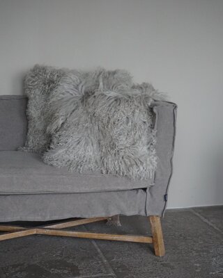 Rene Houtman Kussen Lamsvacht | Light Grey | 50x50 cm