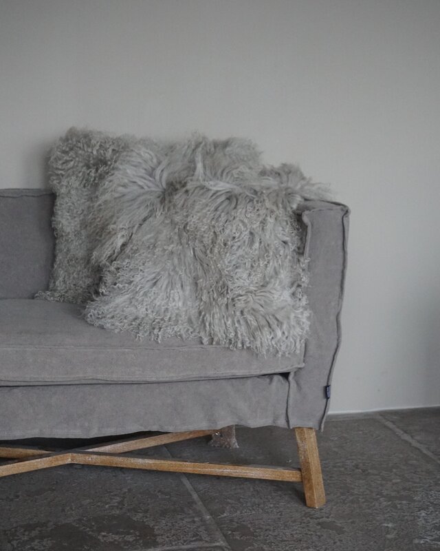 Rene Houtman Kussen Lamsvacht Mongools | Light Grey | 50x50 cm