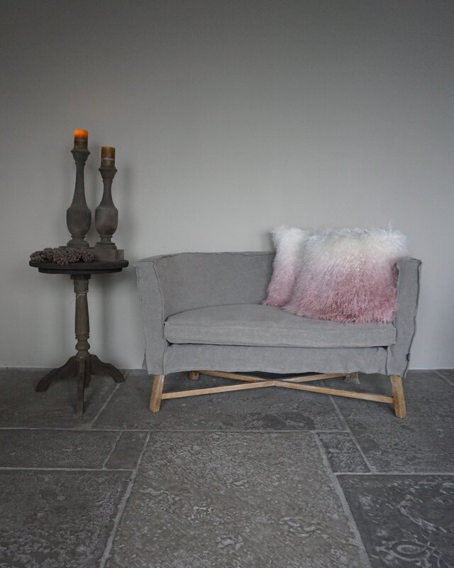 Rene Houtman Kussen Lamsvacht | Ivory To Pink | 50x50 cm