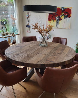 Rene Houtman Eettafel Teak Rond Barry 160x78 cm