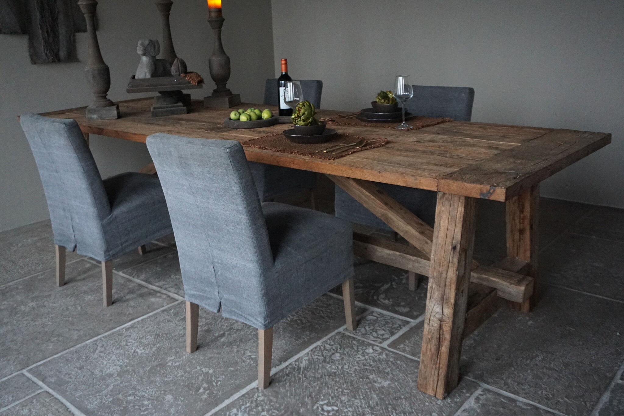 Rene Houtman Oud Eikenhouten Tafel | H79 x B300 x D100 cm