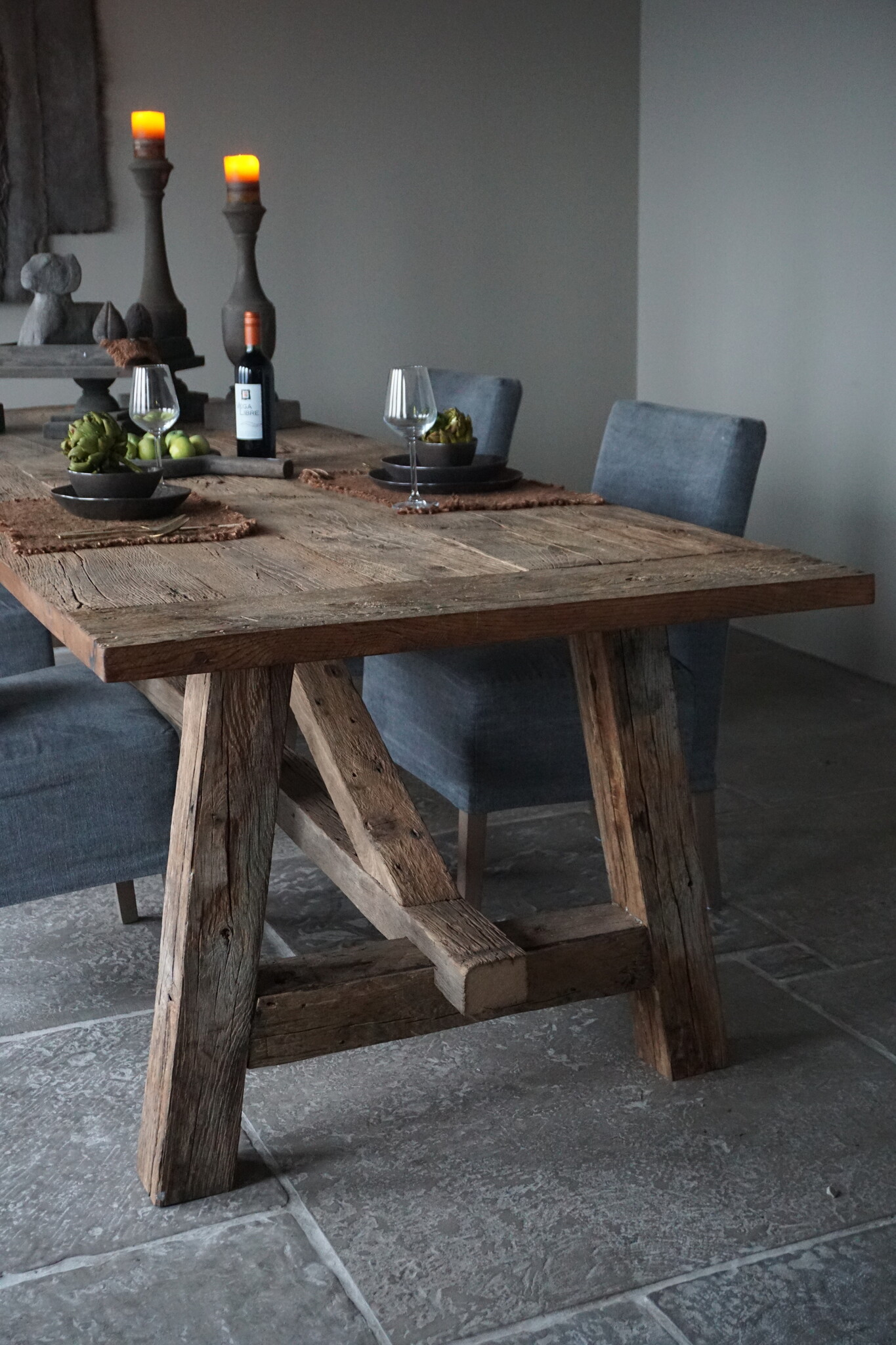 Rene Houtman Oud Eikenhouten Tafel | H79 x B300 x D100 cm