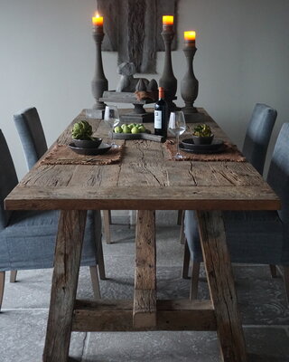 Rene Houtman Oud Eikenhouten Tafel | H79 x B300 x D100 cm