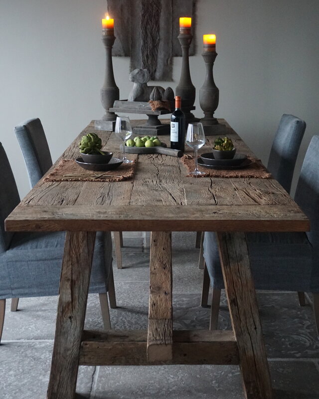 Rene Houtman Oud Eikenhouten Tafel | H79 x B300 x D100 cm