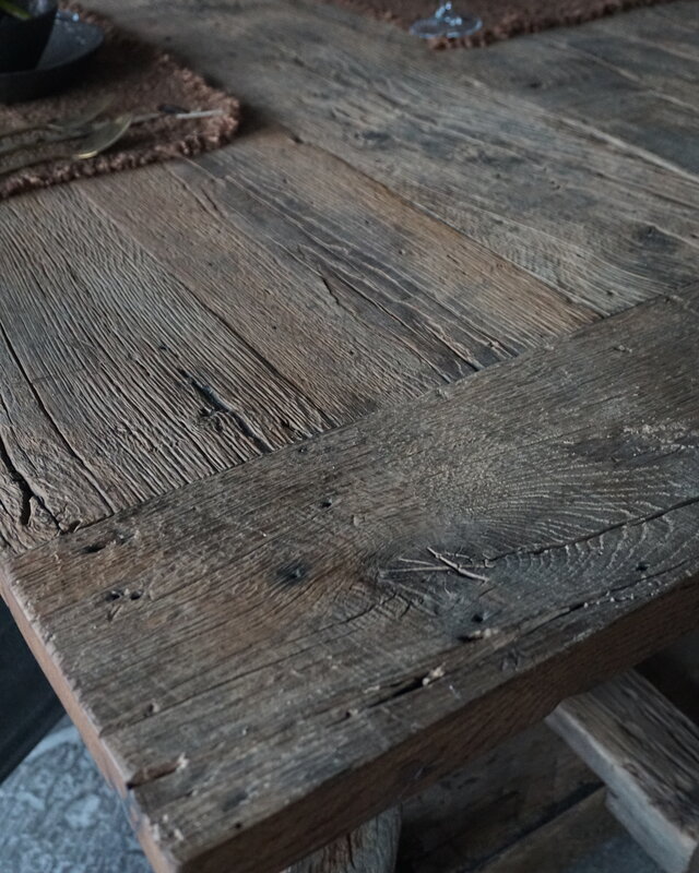Rene Houtman Oud Eikenhouten Tafel | H79 x B300 x D100 cm