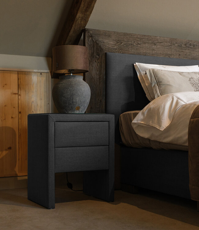 Rene Houtman Boxspring Bed Woods Oud Eikenhout Kiss Graphite