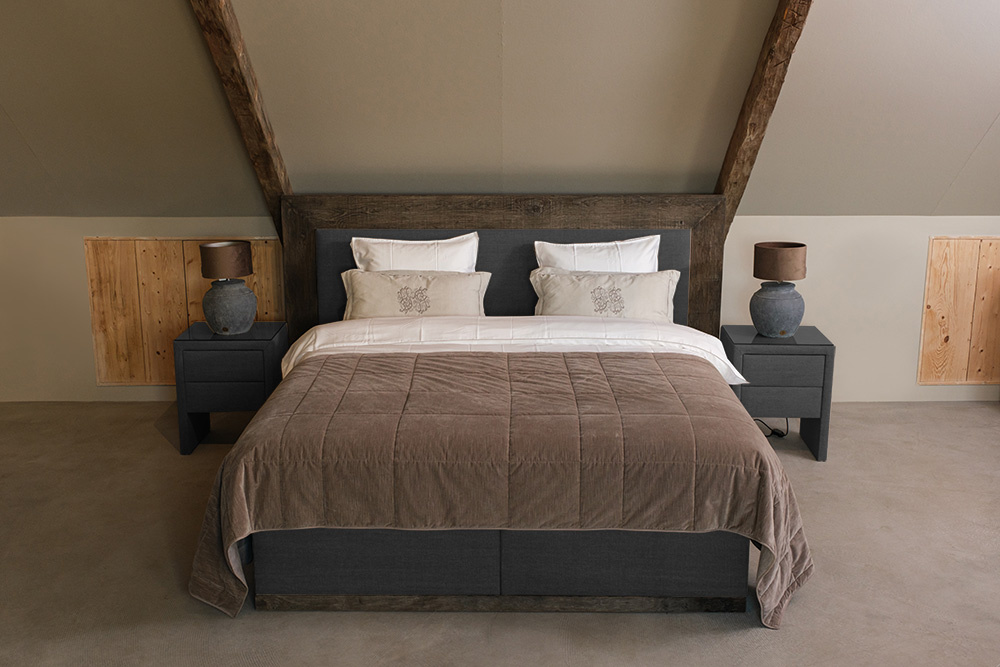 Rene Houtman Boxspring Bed Woods Oud Eikenhout Kiss Graphite