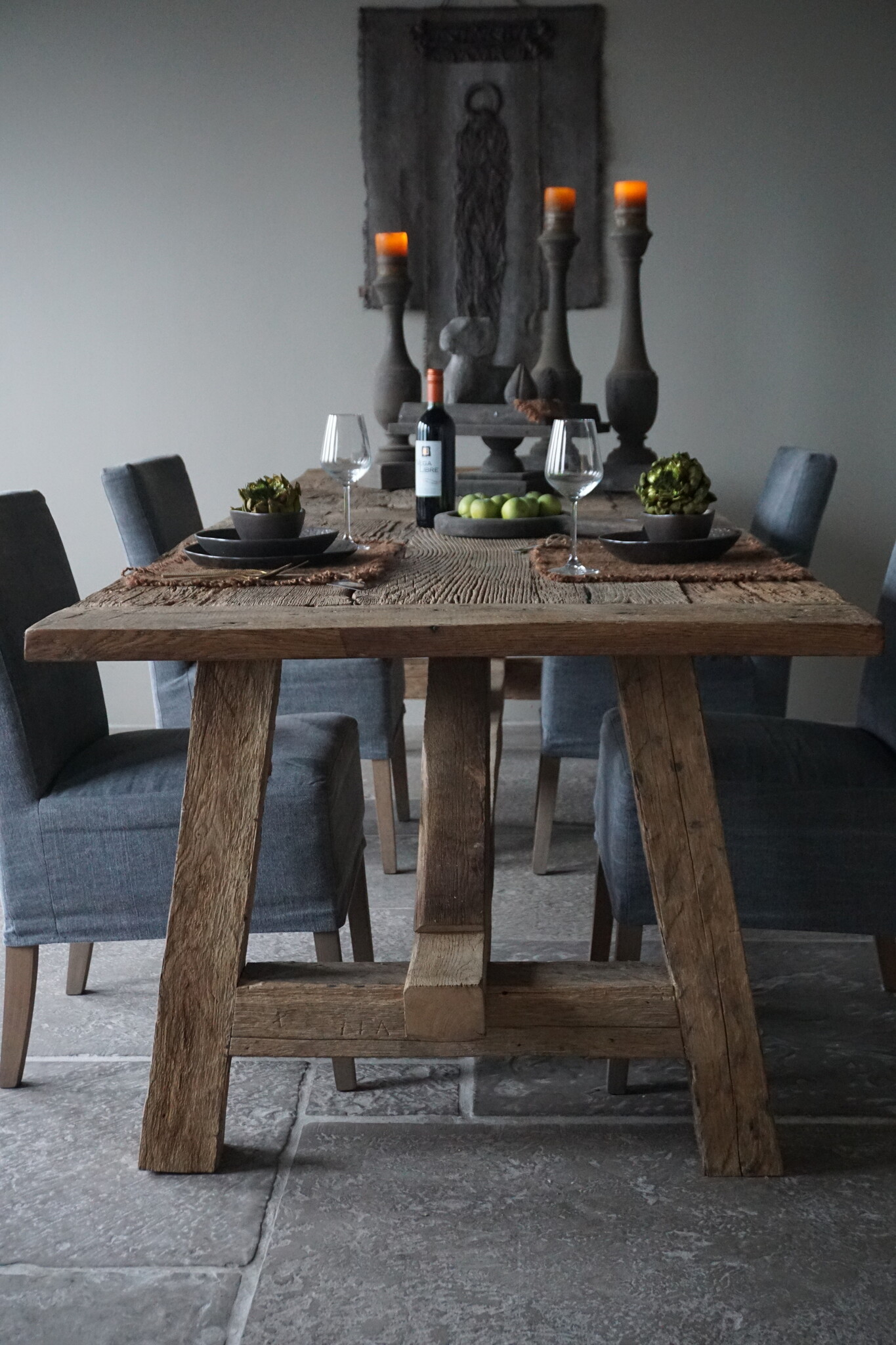 Rene Houtman Oud Eikenhouten Tafel | H79 x B300 x D100 cm