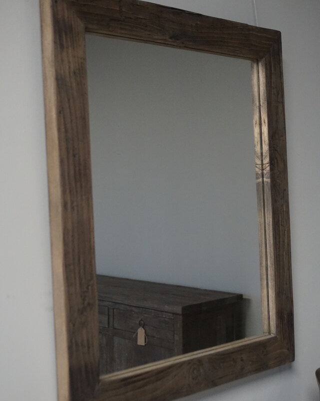 Rene Houtman Spiegel Oud Hout Wagondelen 65 x 55 cm
