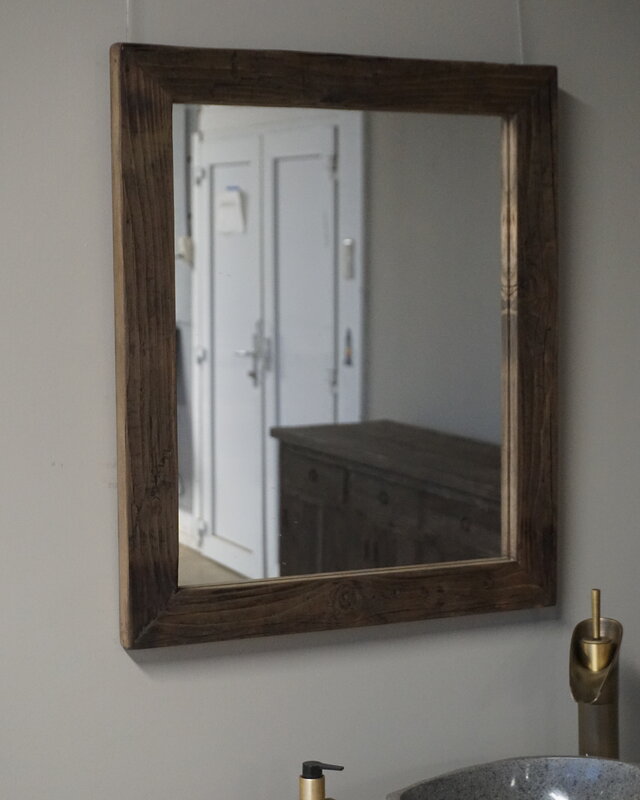 Rene Houtman Spiegel Oud Hout Wagondelen 65 x 55 cm