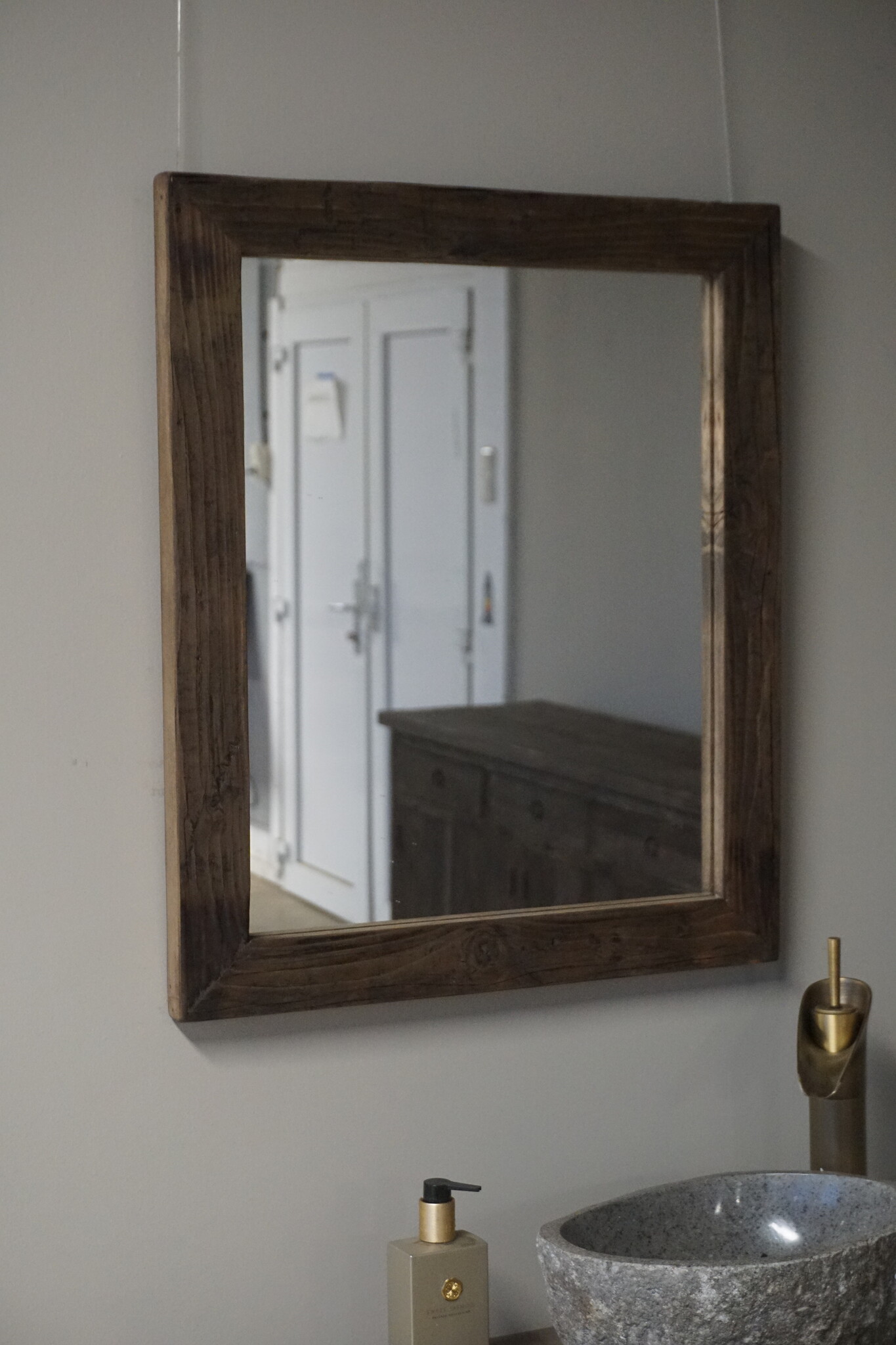 Rene Houtman Spiegel Oud Hout Wagondelen 65 x 55 cm