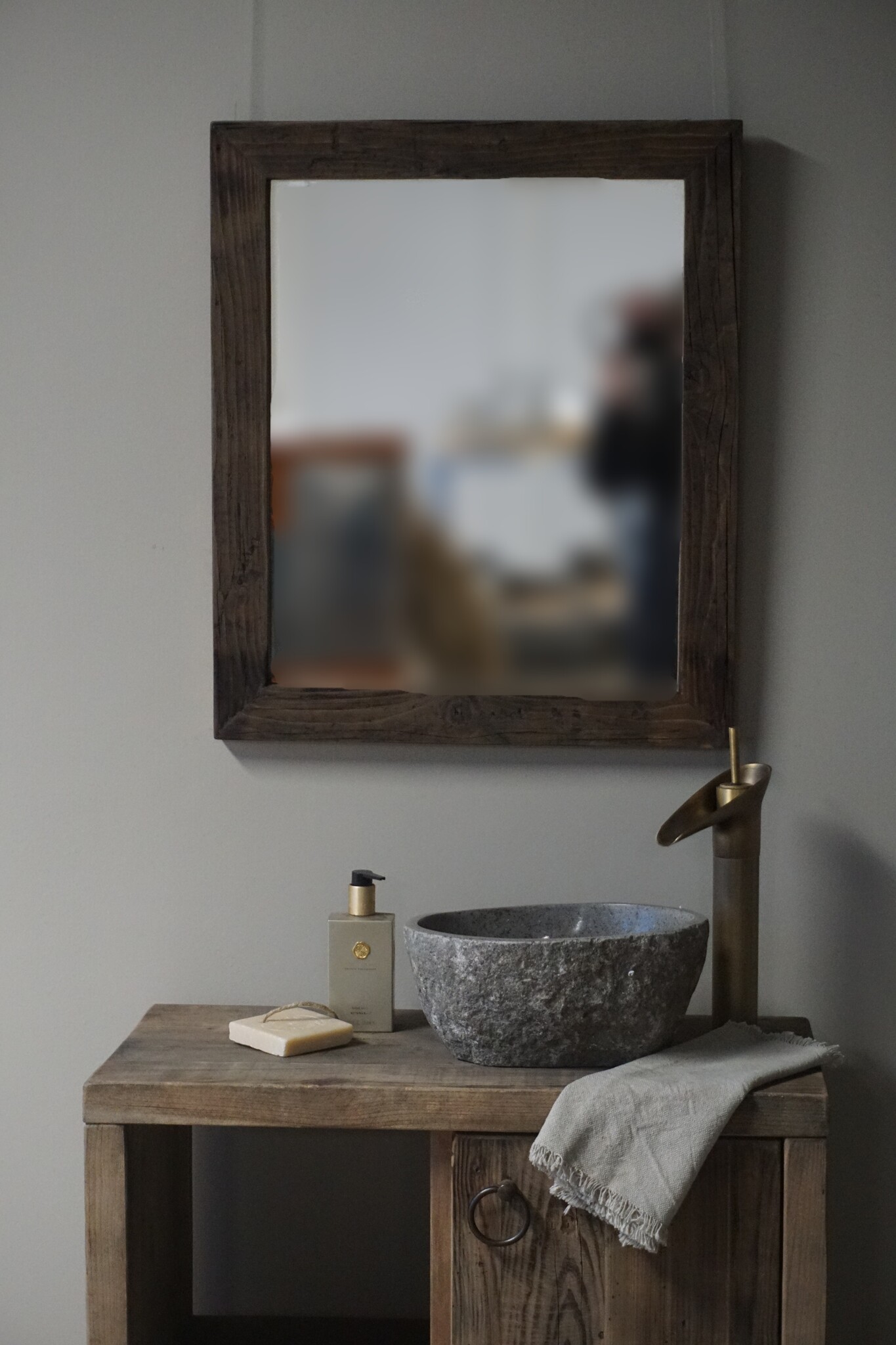 Rene Houtman Spiegel Oud Hout Wagondelen 65 x 55 cm