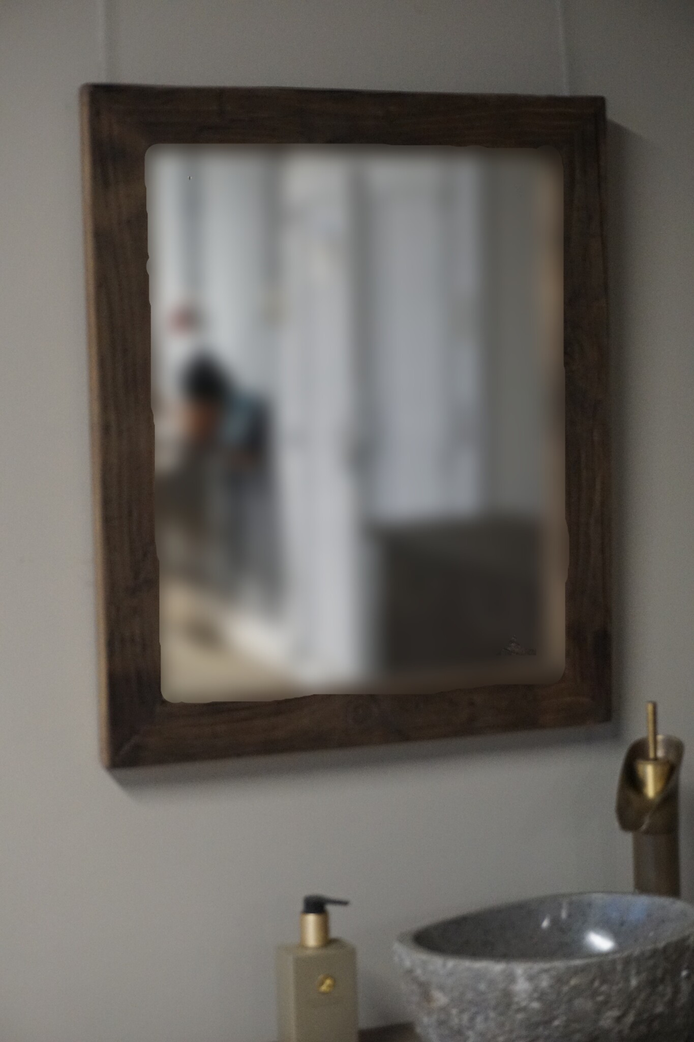 Rene Houtman Spiegel Oud Hout Wagondelen 65 x 55 cm