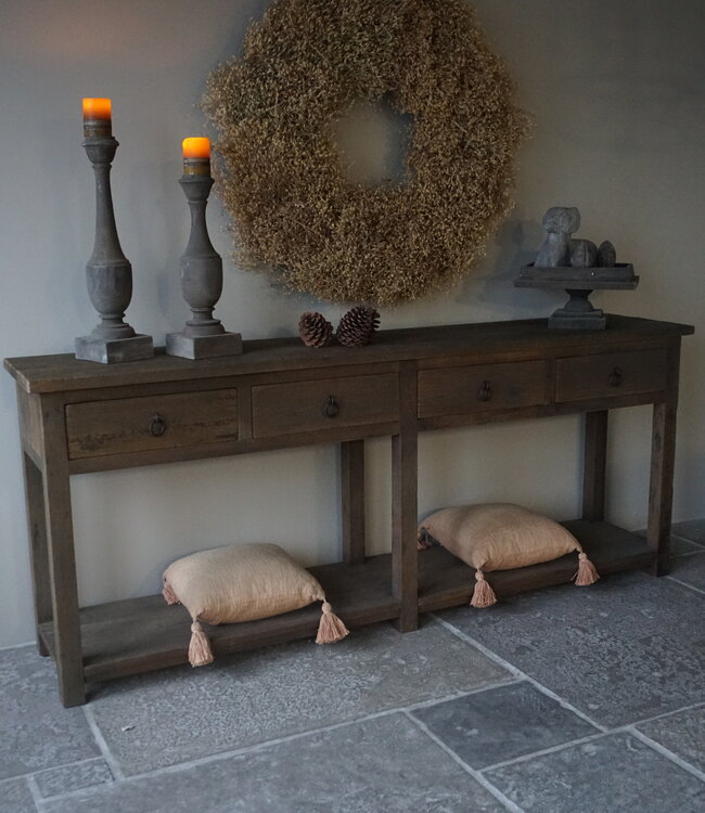 Rene Houtman Dressoir | Oud Hout | 4 Lades | H90 x B220 x D45 cm