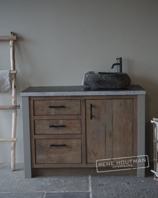 Rene Houtman Badkamermeubel | Verouderd Eiken | H85 x B120 x D55 cm