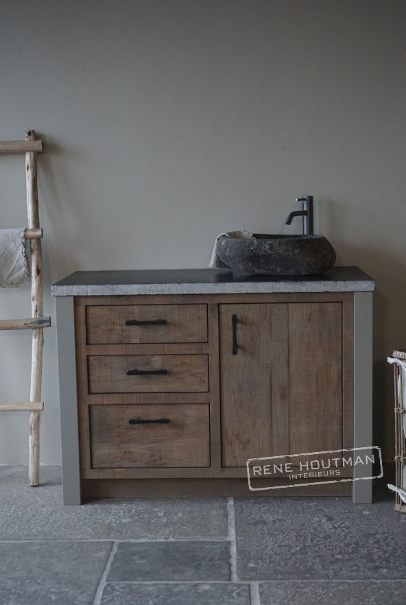 Rene Houtman Badkamermeubel | Verouderd Eiken | H85 x B120 x D55 cm