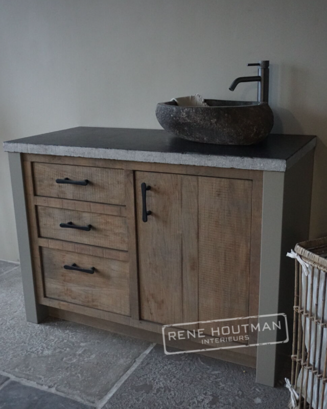 Rene Houtman Badkamermeubel | Verouderd Eiken | H85 x B120 x D55 cm